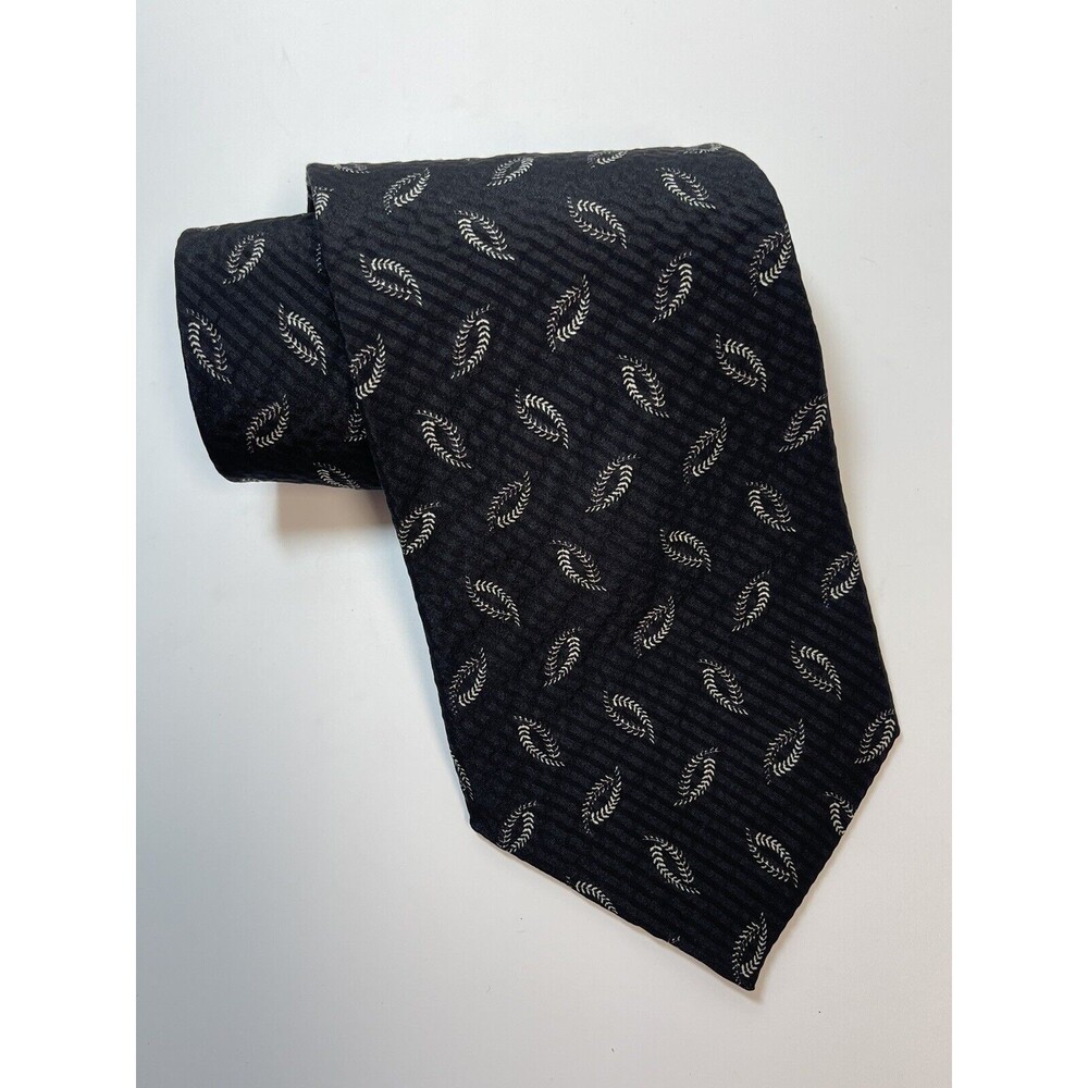 Kenneth Cole New York Black Printed Silk Neck Tie